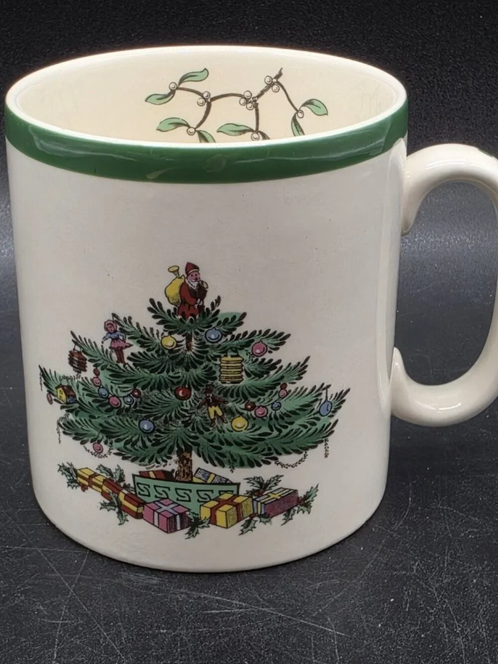 Vintage Spode Christmas Tree Mug Coffee Cup From England Santa Claus Porcelain
